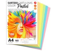 OFITURIA Lot de 100 feuilles de cartons colorés A4 pour le bricolage, l'éducation, la maison, l'art ou le bureau - Assortiment pastel