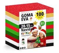 OFITURIA Lot de 100 feuilles de mousse EVA couleurs de Noël, format 20 x 15 cm, 10 couleurs assorties, pour un usage scolaire ou professionnel, mousse EVA (assortiment Noël)