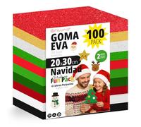 OFITURIA Lot de 100 feuilles de mousse EVA couleurs de Noël, format 20 x 30 cm, 10 couleurs assorties, pour un usage scolaire ou professionnel, mousse EVA (assortiment Noël)
