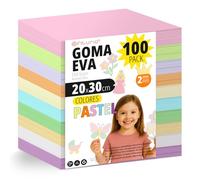 OFITURIA Lot de 100 feuilles de mousse EVA pastel, format 20 x 30 cm, 10 couleurs assorties, pour un usage scolaire ou professionnel, mousse EVA (assortiment pastel)