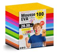 OFITURIA Lot de 100 Feuilles Mousse EVA, Couleurs Assorties, Format 20x30 cm, 15 Couleurs Différentes, Idéal pour Loisirs Créatifs, Bricolage, École, Art ou Usage Professionnel (Avec des Paillettes)