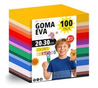 OFITURIA Lot de 100 Feuilles Mousse EVA, Couleurs Assorties, Format 20x30 cm, 15 Couleurs Différentes, Idéal pour Loisirs Créatifs, Bricolage, École, Art ou Usage Professionnel (Sans Paillettes)
