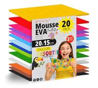 OFITURIA Lot de 20 Feuilles Mousse EVA, Couleurs Assorties, Format 20x15 cm, 15 Couleurs Différentes, Idéal pour Loisirs Créatifs, Bricolage, École, Art ou Usage Professionnel (Avec des Paillettes)
