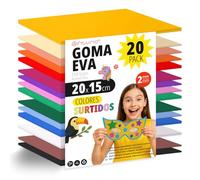 OFITURIA Lot de 20 Feuilles Mousse EVA, Couleurs Assorties, Format 20x15 cm, 15 Couleurs Différentes, Idéal pour Loisirs Créatifs, Bricolage, École, Art ou Usage Professionnel (Sans Paillettes)