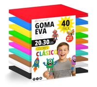 OFITURIA Lot de 40 feuilles de mousse EVA couleurs classiques, format 20 x 30 cm, 10 couleurs de base, pour un usage scolaire ou professionnel, mousse EVA (assortiment classique)