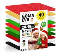 OFITURIA Lot de 40 feuilles de mousse EVA couleurs de Noël, format 20 x 15 cm, 10 couleurs assorties, pour un usage scolaire ou professionnel, mousse EVA (assortiment Noël)