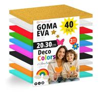 OFITURIA Lot de 40 feuilles de mousse EVA couleurs décoratives, format 20 x 30 cm, 10 couleurs assorties, pour un usage scolaire ou domestique, mousse EVA (assortiment décoration)
