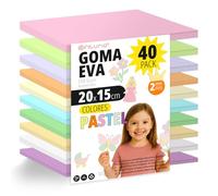 OFITURIA Lot de 40 feuilles de mousse EVA pastel, format 20 x 15 cm, 10 couleurs assorties, pour un usage scolaire ou professionnel, mousse EVA (assortiment pastel)