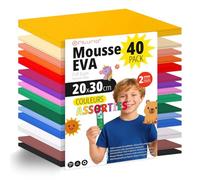 OFITURIA Lot de 40 Feuilles Mousse EVA, Couleurs Assorties, Format 20x30 cm, 15 Couleurs Différentes, Idéal pour Loisirs Créatifs, Bricolage, École, Art ou Usage Professionnel (Sans Paillettes)