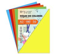 OFITURIA Pack 50 Cartulinas Colores Suaves Tamaño A3 180g