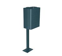 OFITURIA Papelera para Exterior Metálica Capacidad 24 litros Color Oxidón Perforada Anclaje al Suelo Mecanismo Descarga Abatible