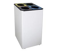 OFITURIA Papelera para Reciclaje Selectivo Metálica Capacidad 186 litros Color Plata Contenedor con Cuatro Cubos Interiores