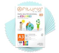 OFITURIA Papier Couleur A3 80g, 100 Feuilles - Loisirs Créatifs, Imprimante, Origami, Scrapbooking, École (Bleu Clair, 100h)