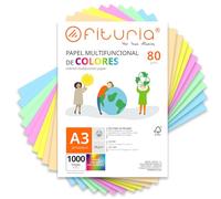OFITURIA Papier Couleur A3 80g, 1000 Feuilles - Loisirs Créatifs, Imprimante, Origami, Scrapbooking, École (Assortiment Pastel, 1000h)