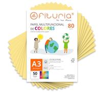 OFITURIA Papier Couleur A3 80g, 50 Feuilles - Loisirs Créatifs, Imprimante, Origami, Scrapbooking, École (Crème, 50h)