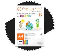OFITURIA Papier Couleur A4 80g, 100 Feuilles - Loisirs Créatifs, Imprimante, Origami, Scrapbooking, École (Noir, 100h)
