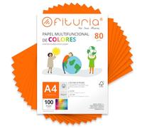 OFITURIA Papier Couleur A4 80g, 100 Feuilles - Loisirs Créatifs, Imprimante, Origami, Scrapbooking, École (Orange, 100h)