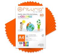 OFITURIA Papier Couleur A4 80g, 100 Feuilles - Loisirs Créatifs, Imprimante, Origami, Scrapbooking, École (Orange Flúor, 100h)
