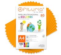 OFITURIA Papier Couleur A4 80g, 100 Feuilles - Loisirs Créatifs, Imprimante, Origami, Scrapbooking, École (Orange Clair, 100h)