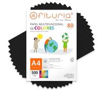OFITURIA Papier Couleur A4 80g, 500 Feuilles - Loisirs Créatifs, Imprimante, Origami, Scrapbooking, École (Noir, 500h)