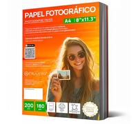 OFITURIA Papier Photo A4 Brillant - Haute Résolution, Séchage Instantané, 180 g/m², Compatible avec Imprimantes Jet d’Encre - 200 feuilles