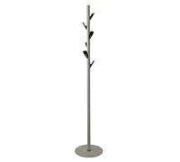 OFITURIA Perchero de Pie Colgador de Ropa Metálico Color Plata con 6 Colgadores de Abs Negro
