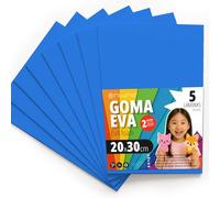 OFITURIA Plaques de Mousse EVA Colorées pour Loisirs Créatifs, École, Activités Manuelles, Scrapbooking et Décoration 20x30cm(Bleu Clair, 5 pcs)