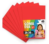 OFITURIA Plaques de Mousse EVA Colorées pour Loisirs Créatifs, École, Activités Manuelles, Scrapbooking et Décoration 20x30cm(Rouge, 40 pcs)