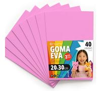 OFITURIA Plaques de Mousse EVA Colorées pour Loisirs Créatifs, École, Activités Manuelles, Scrapbooking et Décoration 20x30cm(Rose, 40 pcs)