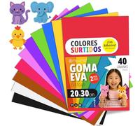 OFITURIA Plaques de Mousse EVA Colorées pour Loisirs Créatifs, École, Activités Manuelles, Scrapbooking et Décoration 20x30cm(Assorti, 40 pcs)