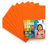 OFITURIA Plaques de Mousse EVA Colorées pour Loisirs Créatifs, École, Activités Manuelles, Scrapbooking et Décoration 20x30cm(Orange, 5 pcs)