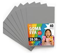 OFITURIA Plaques de Mousse EVA Colorées pour Loisirs Créatifs, École, Activités Manuelles, Scrapbooking et Décoration 20x30cm(Gris, 40 pcs)
