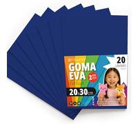 OFITURIA Plaques de Mousse EVA Colorées pour Loisirs Créatifs, École, Activités Manuelles, Scrapbooking et Décoration 20x30cm(Bleu Foncé, 20 pcs)