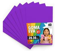 OFITURIA Plaques de Mousse EVA Colorées pour Loisirs Créatifs, École, Activités Manuelles, Scrapbooking et Décoration 20x30cm(Violet, 40 pcs)