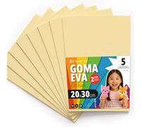 OFITURIA Plaques de Mousse EVA Colorées pour Loisirs Créatifs, École, Activités Manuelles, Scrapbooking et Décoration 20x30cm(Crème, 5 pcs)