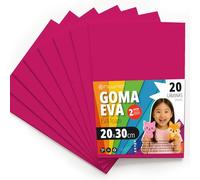 OFITURIA Plaques de Mousse EVA Colorées pour Loisirs Créatifs, École, Activités Manuelles, Scrapbooking et Décoration 20x30cm(Fuchsia, 20 pcs)