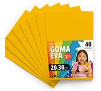 OFITURIA Plaques de Mousse EVA Colorées pour Loisirs Créatifs, École, Activités Manuelles, Scrapbooking et Décoration 20x30cm(Jaune, 40 pcs)