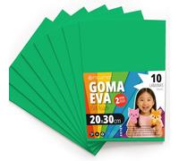 OFITURIA Plaques de Mousse EVA Colorées pour Loisirs Créatifs, École, Activités Manuelles, Scrapbooking et Décoration 20x30cm(Vert, 10 pcs)