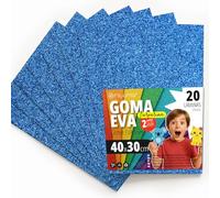 OFITURIA Plaques de Mousse Pailletée pour Découpage, Projets Créatifs, DIY, Activités Artistiques et Scrapbooking 40x30cm (Bleu Pailleté, 20 pcs)