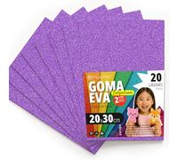 OFITURIA Plaques de Mousse Pailletée pour Découpage, Projets Créatifs, DIY, Activités Artistiques et Scrapbooking 20x30cm (Violet Pailleté, 20 pcs)