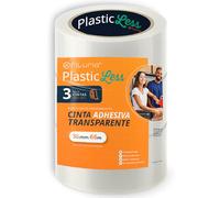 OFITURIA PlasticLess Ruban adhésif d’emballage transparent 36mm x 66m, forte adhérence, 25% de plastique en moins, mandrin 100% recyclé pour cartons, envois et déménagements (3 Rouleau)