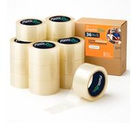 OFITURIA PlasticLess Ruban adhésif d’emballage transparent 36mm x 66m, forte adhérence, 25% de plastique en moins, mandrin 100% recyclé pour cartons, envois et déménagements (36 Rouleau)