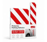 OFITURIA Protection Garage Adhésive Pack 2 25x20+36x8 cm Blanc/Rouge, Protection Portière Voiture, Mousse Protection Garage, Protection Murale (Pack 2 unités, 25x20+36x8 cm, Blanc/Rouge)
