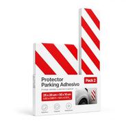 OFITURIA Protection Garage Adhésive Pack 2 25x20+50x10 cm Blanc/Rouge, Protection Portière Voiture, Mousse Protection Garage, Protection Murale (Pack 2 unités, 25x20+50x10 cm, Blanc/Rouge)