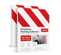 OFITURIA Protection Garage Adhésive Pack 2 25x20 cm Blanc/Rouge, Protection Murale Garage, Mousse Protection Garage, Protection Voiture Mur (Pack 2 unités, 25x20 cm, Blanc/Rouge)