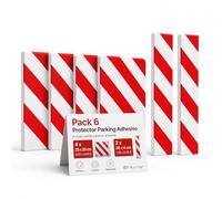OFITURIA Protection Garage Adhésive Pack 6 25x20+36x8 cm Blanc/Rouge, Protection Murale Garage, Mousse Protection Garage, Protection Voiture Mur (Pack 6 unités, 25x20+36x8 cm, Blanc/Rouge)