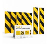 OFITURIA Protection Garage Adhésive Pack 6 25x20+36x8 cm Noir/Jaune, Protection Murale Garage, Mousse Protection Garage, Protection Voiture Mur (Pack 6 unités, 25x20+36x8 cm, Noir/Jaune)