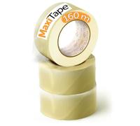 OFITURIA Ruban d'emballage transparent pour emballer des boîtes en carton pour l'expédition et le déménagement. Sceau pour un emballage sûr et résistant (36mmx 160m - Transparente, 3 Rollos)