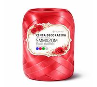 Ofituria Ruban Satin Rouge 5 mm x 20 m, Bobine Ruban satin pour nœuds et Emballage cadeau, Ruban tissu décoratif pour Mariage, Anniversaire, Couture et Loisirs Créatifs (4 Packs, 4 Uds)