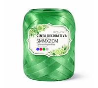 Ofituria Ruban Satin Vert 5 mm x 20 m, Bobine Ruban satin pour nœuds et Emballage cadeau, Ruban tissu décoratif pour Mariage, Anniversaire, Couture et Loisirs Créatifs (4 Packs, 4 Uds)